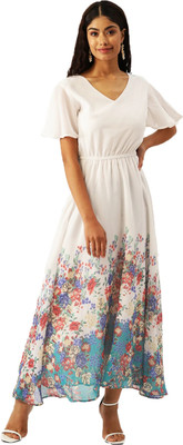 Deewa Women A-line White Maxi/Full Length Dress