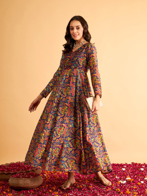 Shae by SASSAFRAS Women Fit and Flare Multicolor Maxi/Full Length Dress