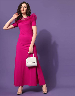 Ziva Fashion Women Maxi Pink Full Length Dress
