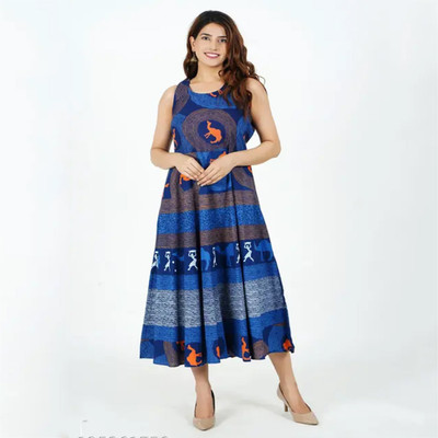 LOVE FASHION Women A-line Multicolor Ankle Length Dress