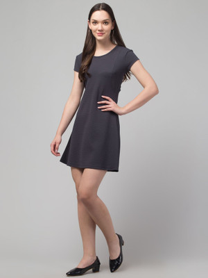 HouseOfCommon Women A-line Dark Blue Above Knee/Mid Thigh Length Dress