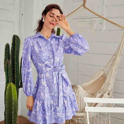 Leriya Fashion Women A-line Purple Above Knee/Mid Thigh Length Dress