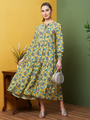 Globus Women Fit and Flare Multicolor Midi/Calf Length Dress