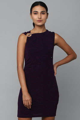 Allen Solly Women A-line Purple Above Knee/Mid Thigh Length Dress