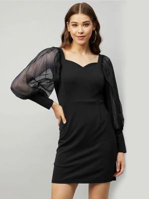 EyeBogler Women Bodycon Black Above Knee/Mid Thigh Length Dress