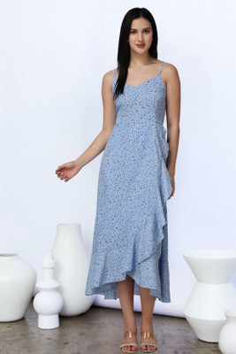 POPWINGS Women A-line Multicolor Midi/Calf Length Dress