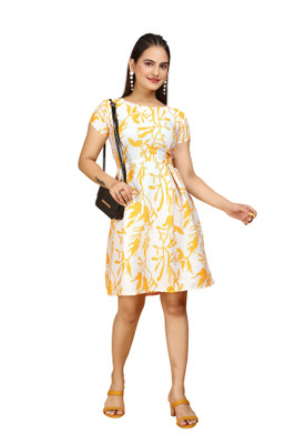 SITARAM FASHIION Women Fit and Flare White Knee Length Dress