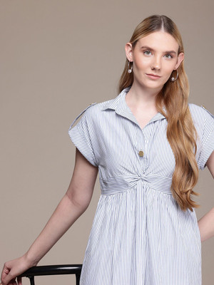 French Connection Women A-line White Knee Length Dress