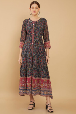 soch Women Fit and Flare Black Midi/Calf Length Dress