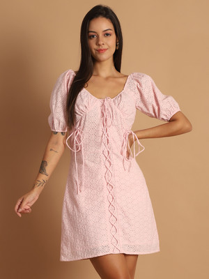 Jakanary Women Drop Waist Pink Mini/Short Dress