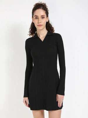 Calvin Klein Jeans Women Bodycon Black Above Knee/Mid Thigh Length Dress