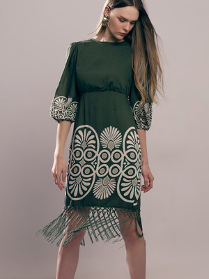 VERO MODA Women Fit and Flare Green Mini/Short Dress