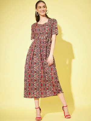 Moda Rapido Women A-line Multicolor Maxi/Full Length Dress