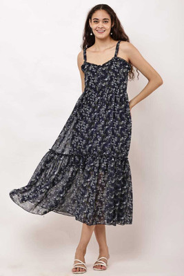 mahi angle fashion Women A-line Black Knee Length Dress