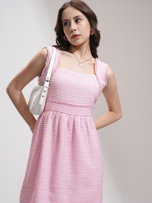 Tokyo Talkies Women Fit and Flare Pink Mini/Short Dress