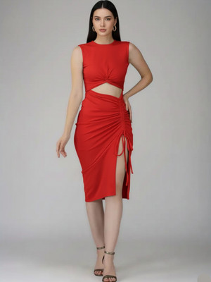 Ekehswara Women Bodycon Red Maxi/Full Length Dress