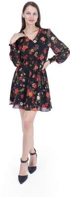 Fuegobella Women A-line Multicolor Above Knee/Mid Thigh Length Dress