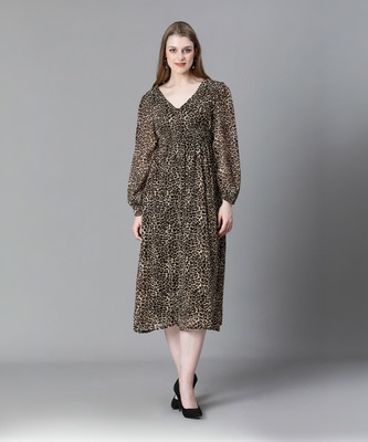 OXOLLOXO Women A-line Multicolor Midi/Calf Length Dress