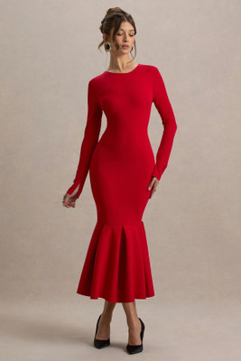 Traquila Women Bodycon Red Midi/Calf Length Dress