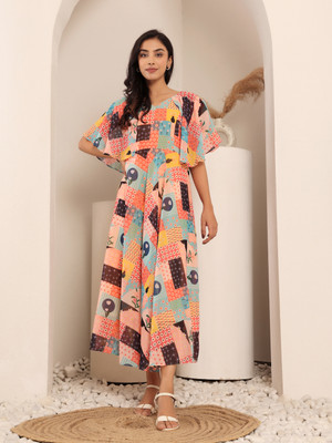 Varanga Women A-line Yellow Maxi/Full Length Dress
