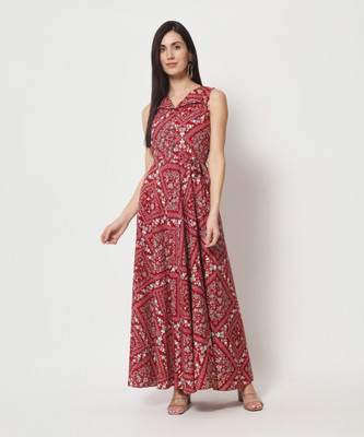 Rudraaksha Women A-line Red Maxi/Full Length Dress
