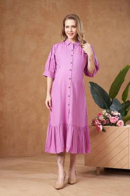 Lovely moms Women Ethnic Dress Purple Midi/Calf Length Dress