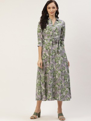 Dressberry Women Fit and Flare Grey Dress