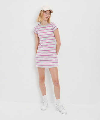 American Eagle Women Bodycon White, Grey, Pink Above Knee/Mid Thigh Length Dress