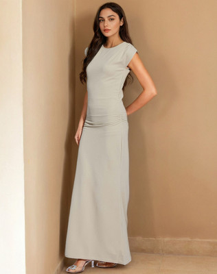 Selvia Women Bodycon Beige Maxi/Full Length Dress