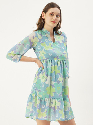 Dressberry Women Fit and Flare Multicolor Above Knee/Mid Thigh Length Dress