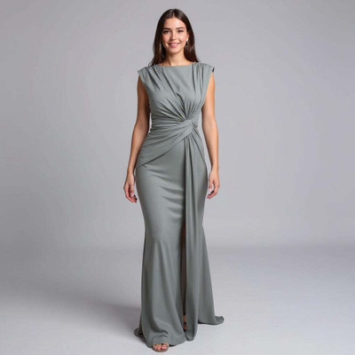 OUTZIDR Women Bodycon Grey Ankle Length Dress