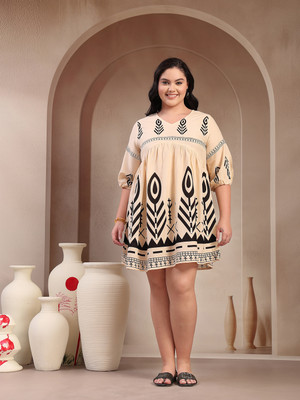 Little More By Stylum Women Fit and Flare White Above Knee/Mid Thigh Length Dress
