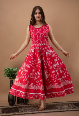 Dream of style Women Printed Anarkali Kurta(Pink)