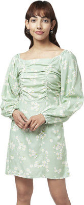 PEOPLE Women Fit and Flare Green Knee Length Dress