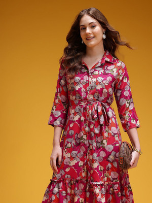 HERE&NOW Women Shirt Pink Below Knee Dress