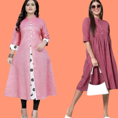 Suhani Creationnm Women Self Design A-line Kurta(Pink, Maroon)