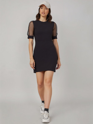 Dwarros Women Sheath Black Mini/Short Dress