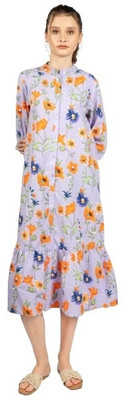 CoryEdge Women Fit and Flare Purple Midi/Calf Length Dress