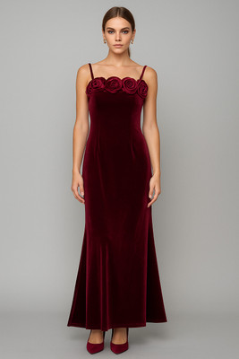 KIYAN NXT GENE Women Fit and Flare Maroon Maxi/Full Length Dress