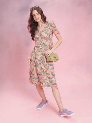 Dressberry Women Empire Waist Orange Midi/Calf Length Dress