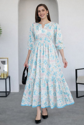 BLUERTONE Women Maxi Multicolor Midi/Calf Length Dress