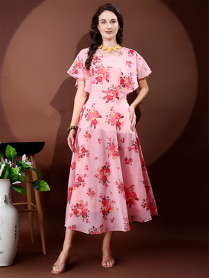 HouseOfCommon Women Maxi Pink Full Length Dress