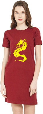 HouseOfCommon Women T Shirt Dark Blue Above Knee/Mid Thigh Length Dress