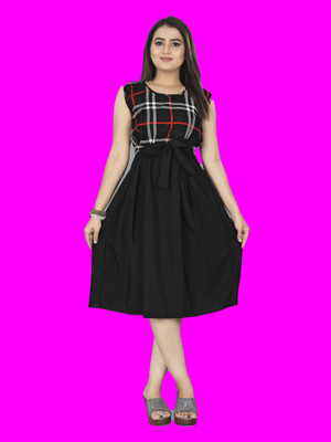 Threadhunter Women A-line Multicolor Above Knee/Mid Thigh Length Dress