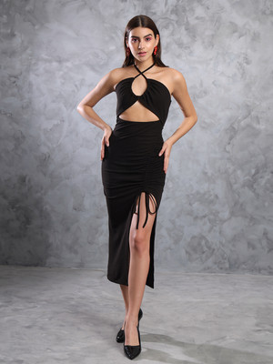 TANDUL Women Bodycon Black Maxi/Full Length Dress