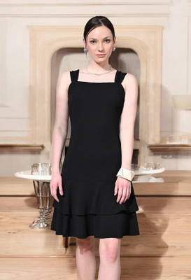 Moshe Women Fit and Flare Black Above Knee/Mid Thigh Length Dress