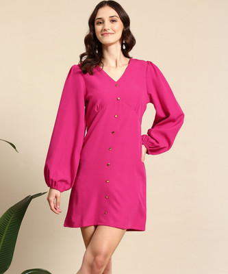 Mast & Harbour Women A-line Pink Mini/Short Dress