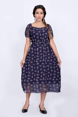 Jiya Fashion Women A-line Dark Blue Dress