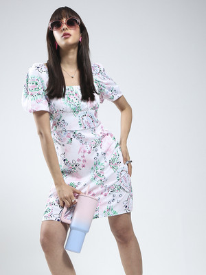 Sera Women Fit and Flare White Mini/Short Dress