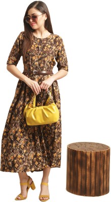 METRONAUT Women A-line Brown Dress